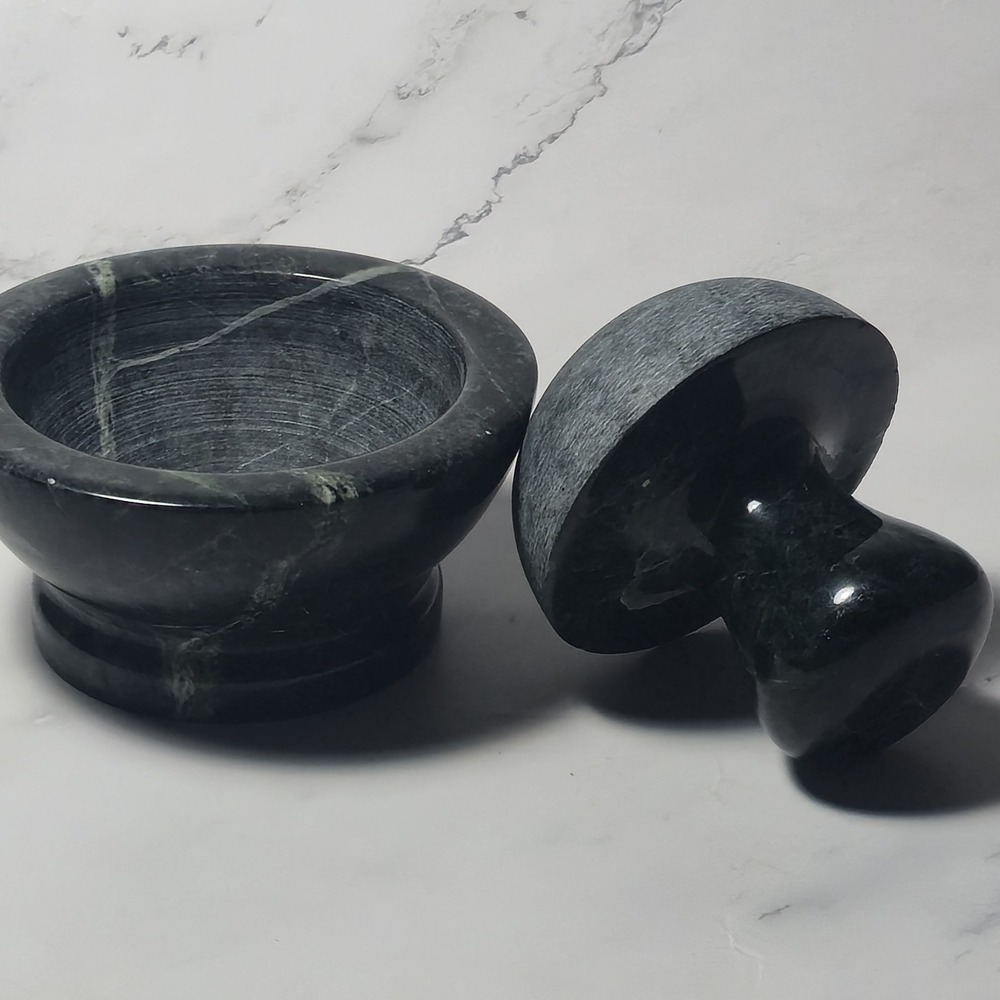 Mortar and Pestle Set Green‎ Marble - Picture 5 of 5